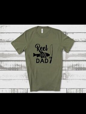 Reel Cool Dad Fishing T‑Shirt Soft & Lightweight - Olive Green